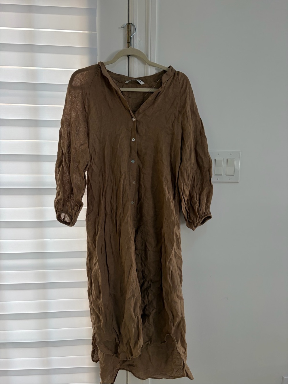 Zara brown/tanned Button-Front Midi Dress